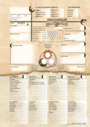 Feuille recto de personnage Mages