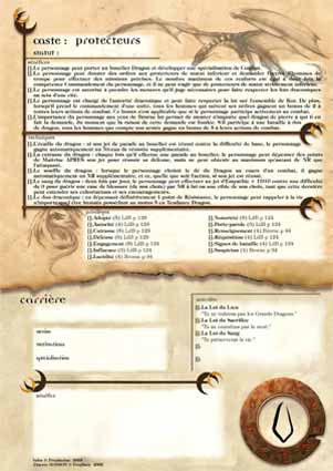 Feuille verso de personnage Protecteurs