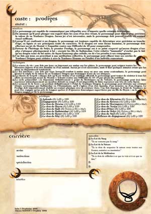 Feuille verso de personnage Prodiges